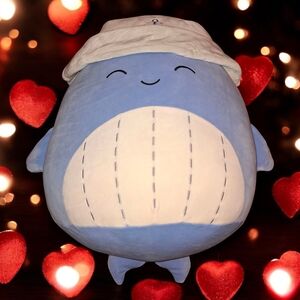 NWT SQUISHMALLOW SAMIR Plush Blue Captain Whale 16" By JAZWARES